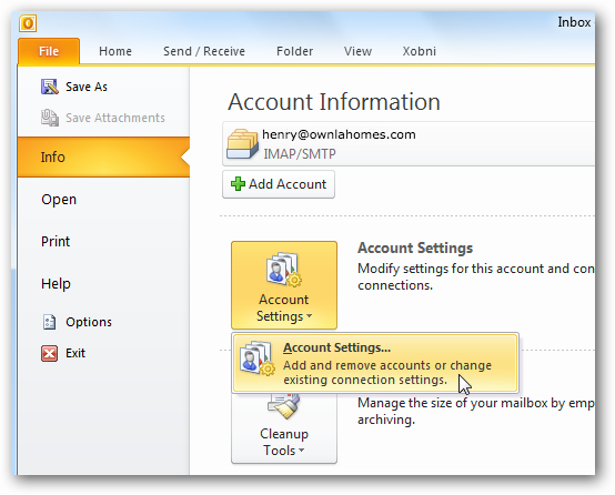 set up gmail in outlook 2010