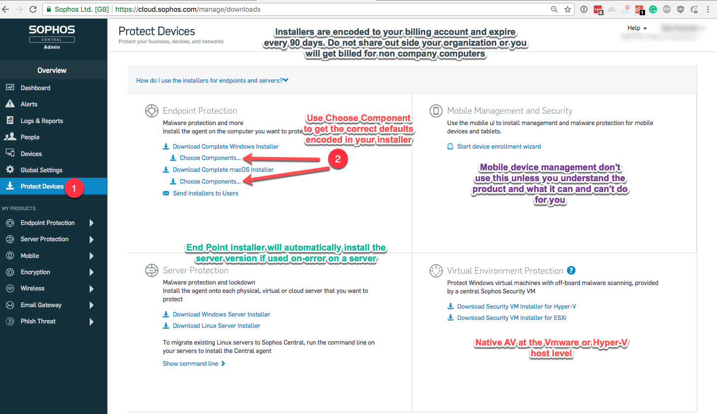 Download Sophos Central Installers TechNosis EndUser Docs