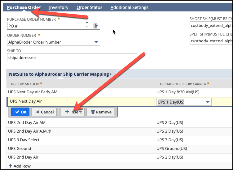 Mapping your NetSuite Ship methods to AlphaBroder Ship methods