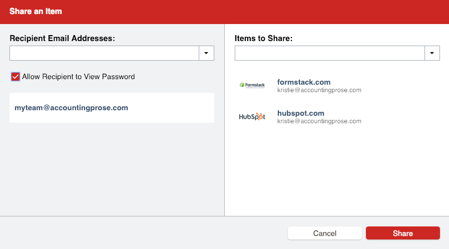 Share an item in LastPass | Accountingprose